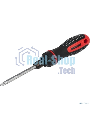 Отвертка реверсивная комбинированная Rexant двухсторонний стержень 120 мм (крестовая PH 2, шлицевая SL 6 мм), двухкомпонентная рукоятка