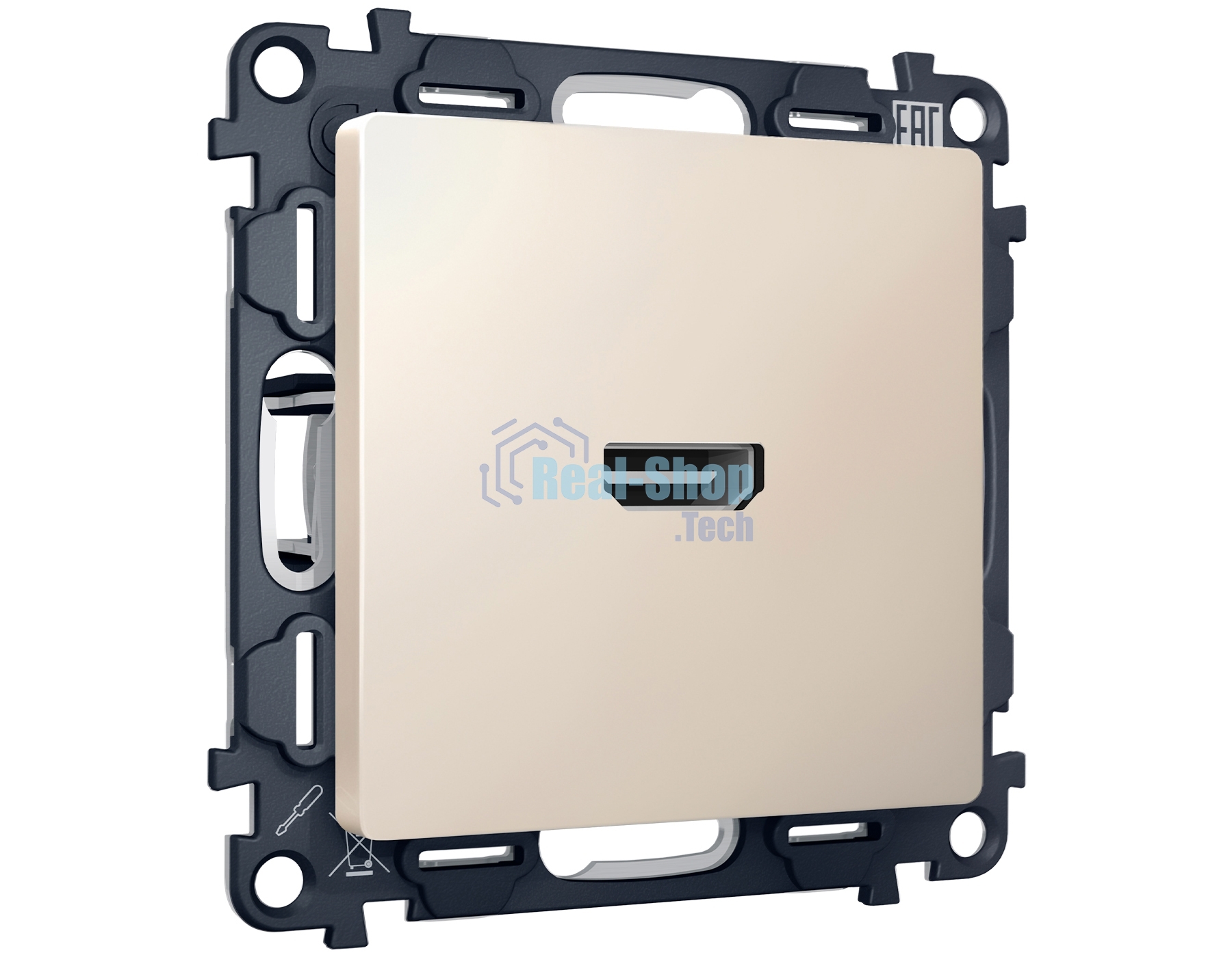 Комплект механизма розетки HDMI 2.0 ALFA Бежевый матовый 40V/500mA 2.0GHz 5-18Gbit/s QUANT (AP3340, VM222) MA334010