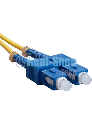 Комм. шнур оптический Cabeus Tight Buffer, Duplex LC/SC, OS2 9/125, LSZH, 20м, Ø 3мм, синий хвостовик, цвет: жёлтый