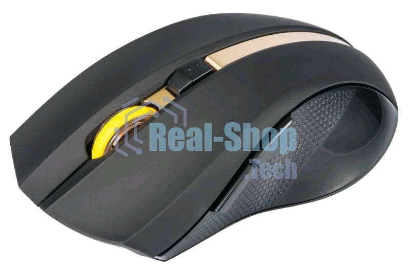 Мышь беспроводная Oklick 495MW черный/золотистый, 1600 dpi, радиоканал, USB, кнопки - 6