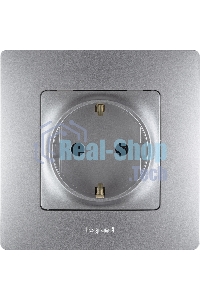 Розетка 672422 Legrand Розетка 2К+З со шторками - немецкий стандарт - винтовые зажимы - 16 А - 250 В - Etika - алюминий