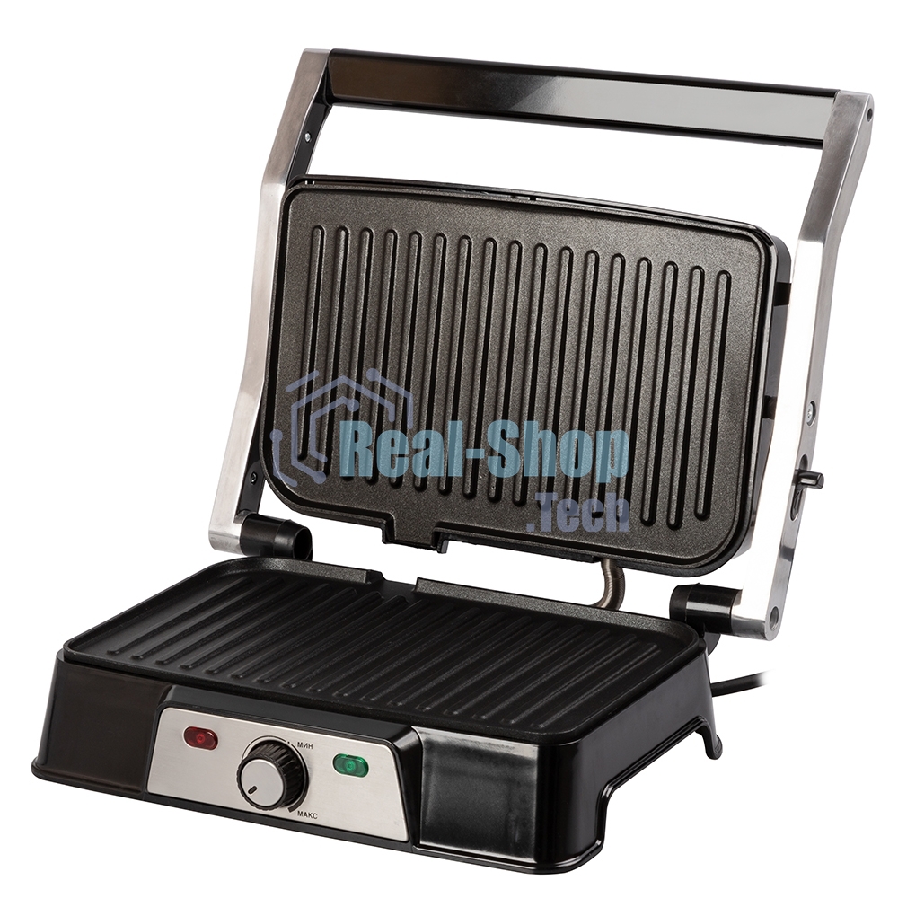 Гриль-пресс электрический Endever Grillmaster 220, серебристый/черный