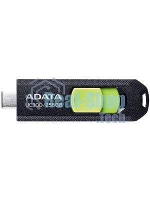 Флешка USB ADATA UC300 (ACHO-UC300-256G-RBK/GN), 256Gb, Type-C USB 3.2, R/W 100/30, черный/зеленый