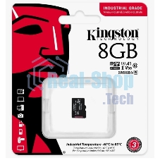 Флеш карта microSDHC 8Gb Class10 Kingston <SDCIT2/8GbSP> Industrial Temperature Class UHS-I без адаптера