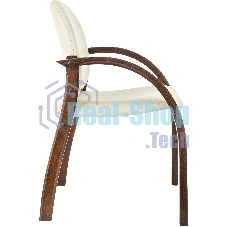 Стул Бюрократ ДЖУНО светло-бежевый, эко.кожа, на ножках дерево