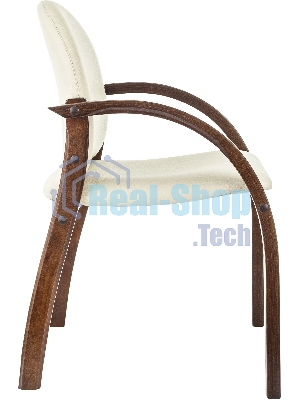 Стул Бюрократ ДЖУНО светло-бежевый, эко.кожа, на ножках дерево