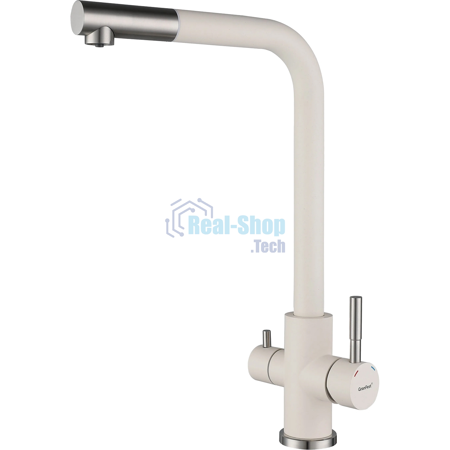 Кухонный смеситель GranFest Quarz GF-Z-5421, Г-образный, кран под фильтрованную воду, белый