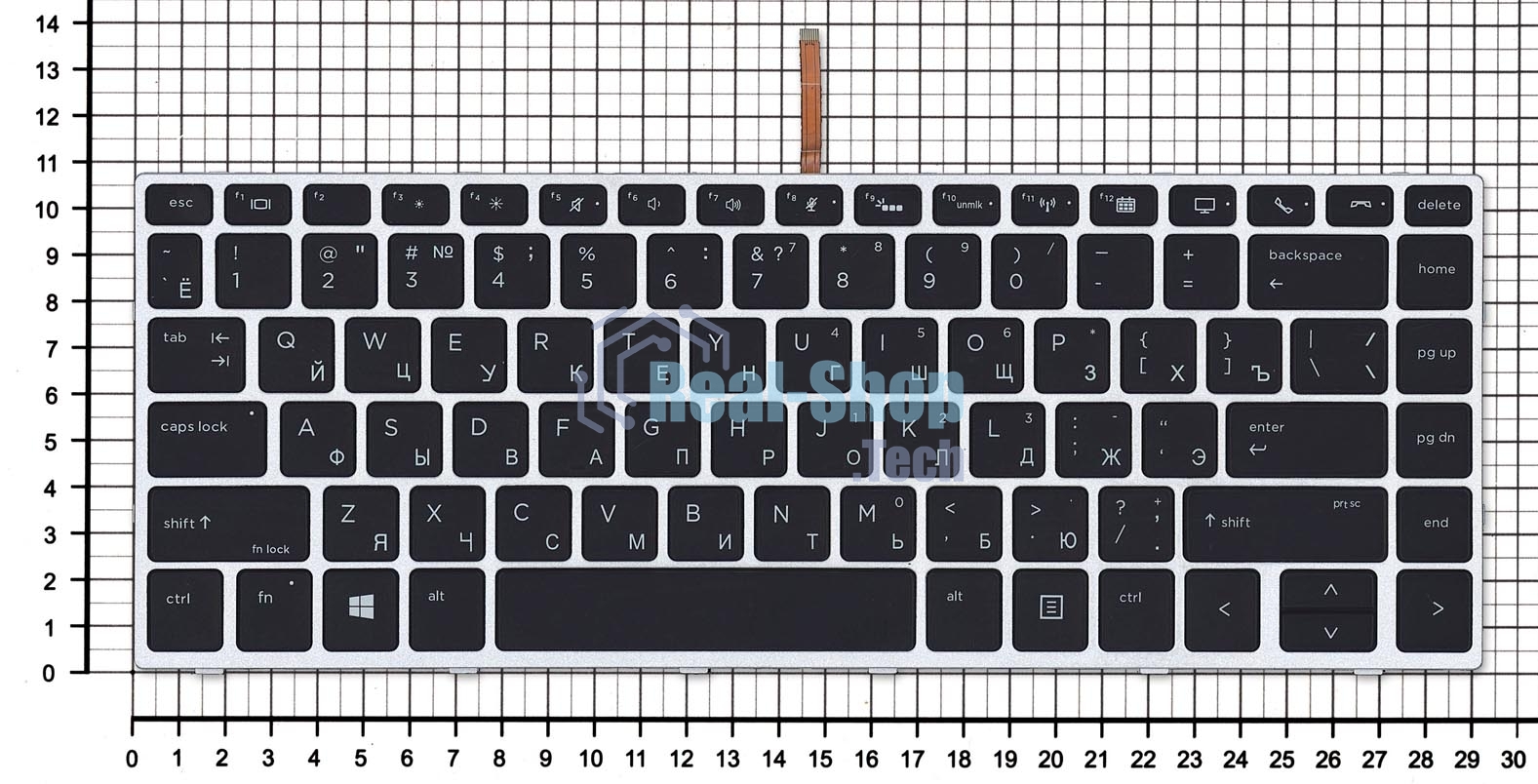 Клавиатура для ноутбука HP Elitebook 840 G5 черная с серебристой рамкой и подсветкой