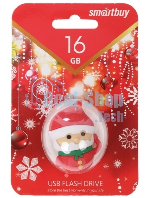 Флешка USB SmartBuy NY series Santa-A (SB16GBSantaA), 16Gb, USB 2.0, R/W 25/15, красный/белый