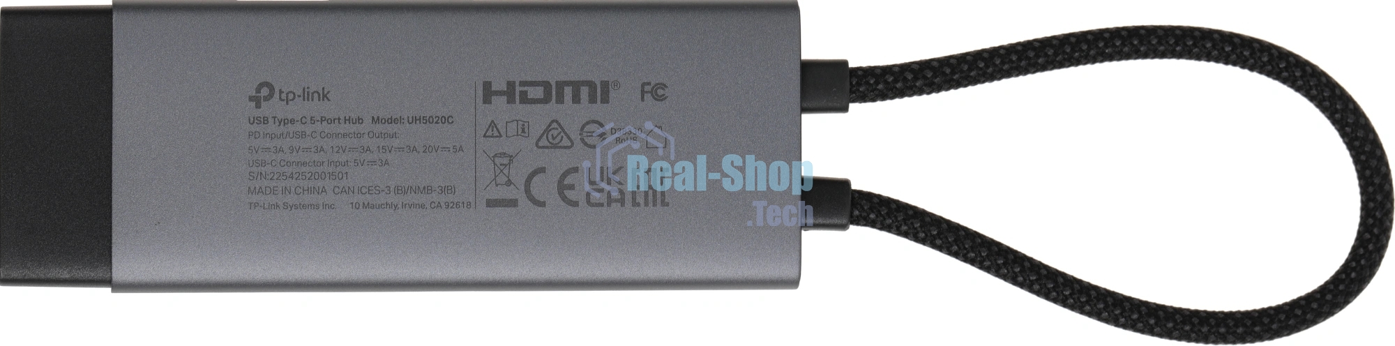 Разветвитель USB-C TP-Link UH5020C 2порт. серый