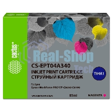Картридж струйный Cactus CS-EPT04A340 пурпурный (85мл) для Epson WorkForce Pro WF-C8190, WF-C8690
