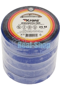 Изолента ПВХ Kranz 0.13х15 мм, 25 м, синяя (5 шт./уп.)