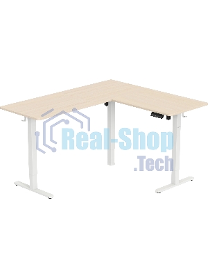 Стол компьютерный Cactus угловой подъемный столешница МДФ, белый дуб каркас белый 140x72x60 см (CS-EDXL-WWD)