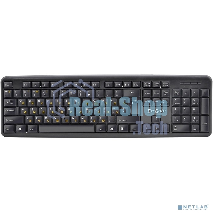 Клавиатура проводная Professional Standard LY-331L2-OEM (USB, полноразмерная, влагозащищенная, 104кл., Enter большой, длина кабеля 2,2м, черная, brown box)