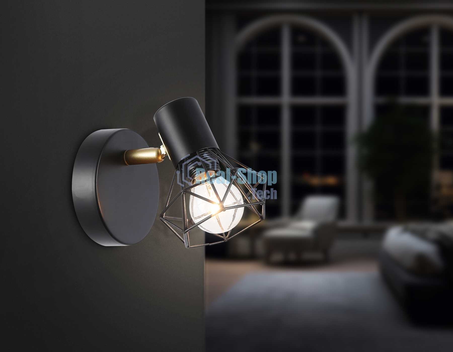 Светильник Ambrella light TR8655 BK/GD черный/золото E14 max 60W 170*100*140