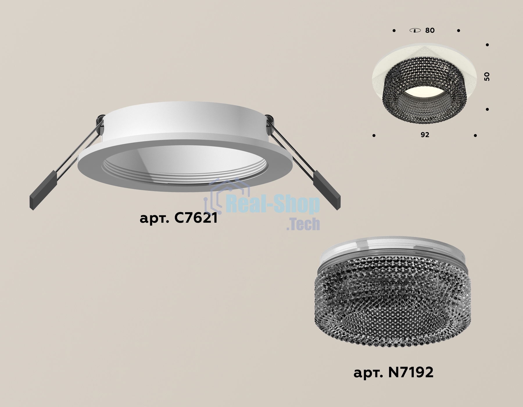 Комплект встраиваемого светильника Ambrella light XC7621021 SWH/BK белый песок/тонированный MR16 GU5.3 (C7621, N7192)