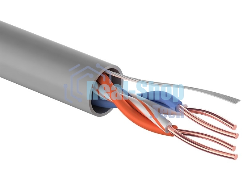 Кабель витая пара PROconnect UTP 2PR 24AWG, CCA, cat.5e, PVC, серый, бухта 305 м
