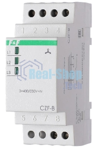 Реле контроля фаз CZF-B (3х400/230+N 8А 1перекл. IP20 монтаж на DIN-рейке) F&F EA04.001.002