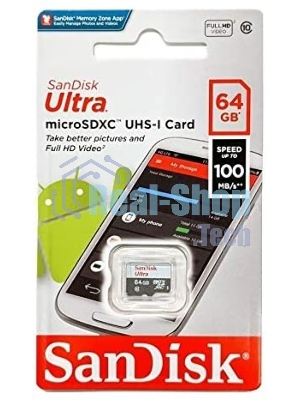 Флеш карта microSD 64Gb SanDisk microSDXC Class 10 Ultra UHS-I 100Mb/s