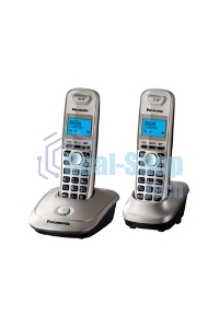 Телефон беспроводной (DECT) Panasonic KX-TG2512RUN (платиновый) Доп трубка в комплекте,АОН, Caller ID,спикерфон на трубке,полифония