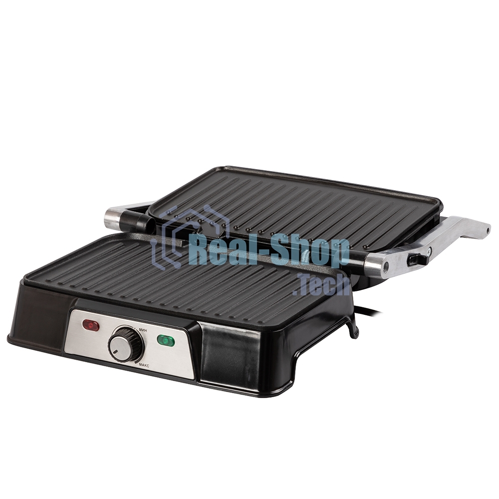 Гриль-пресс электрический Endever Grillmaster 220, серебристый/черный