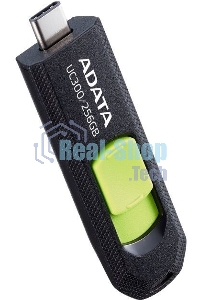 Флешка USB ADATA UC300 (ACHO-UC300-256G-RBK/GN), 256Gb, Type-C USB 3.2, R/W 100/30, черный/зеленый