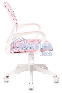 Кресло детское Бюрократ BUROKIDS 1 W розовый, единороги, крестовина пластик, пластик белый