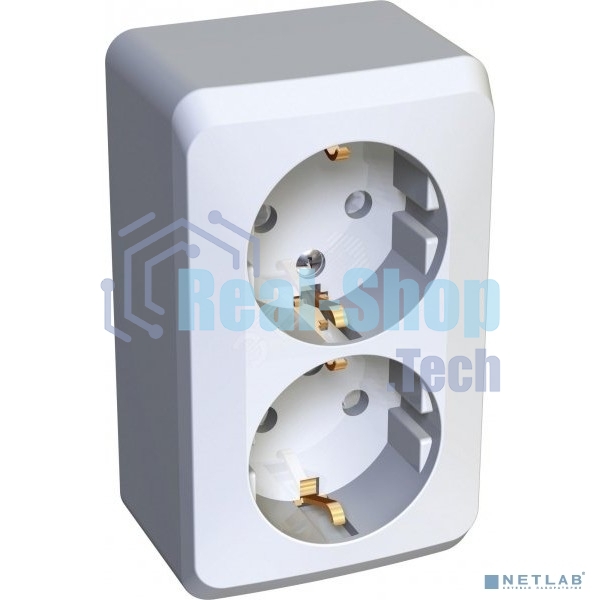 Розетка 2-м ОП Этюд 16А защ. шторки с заземл. белый SchE PA16-008B