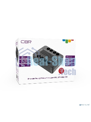 Источник бесперебойного питания CBR [UPS-OFB-101E-650] 650VA/390W, Schuko CEE 7 Outlets: (x4 Battery & Surge Protected; x4 Surge Protected), LED, AVR, SEC, 12V/7Ah