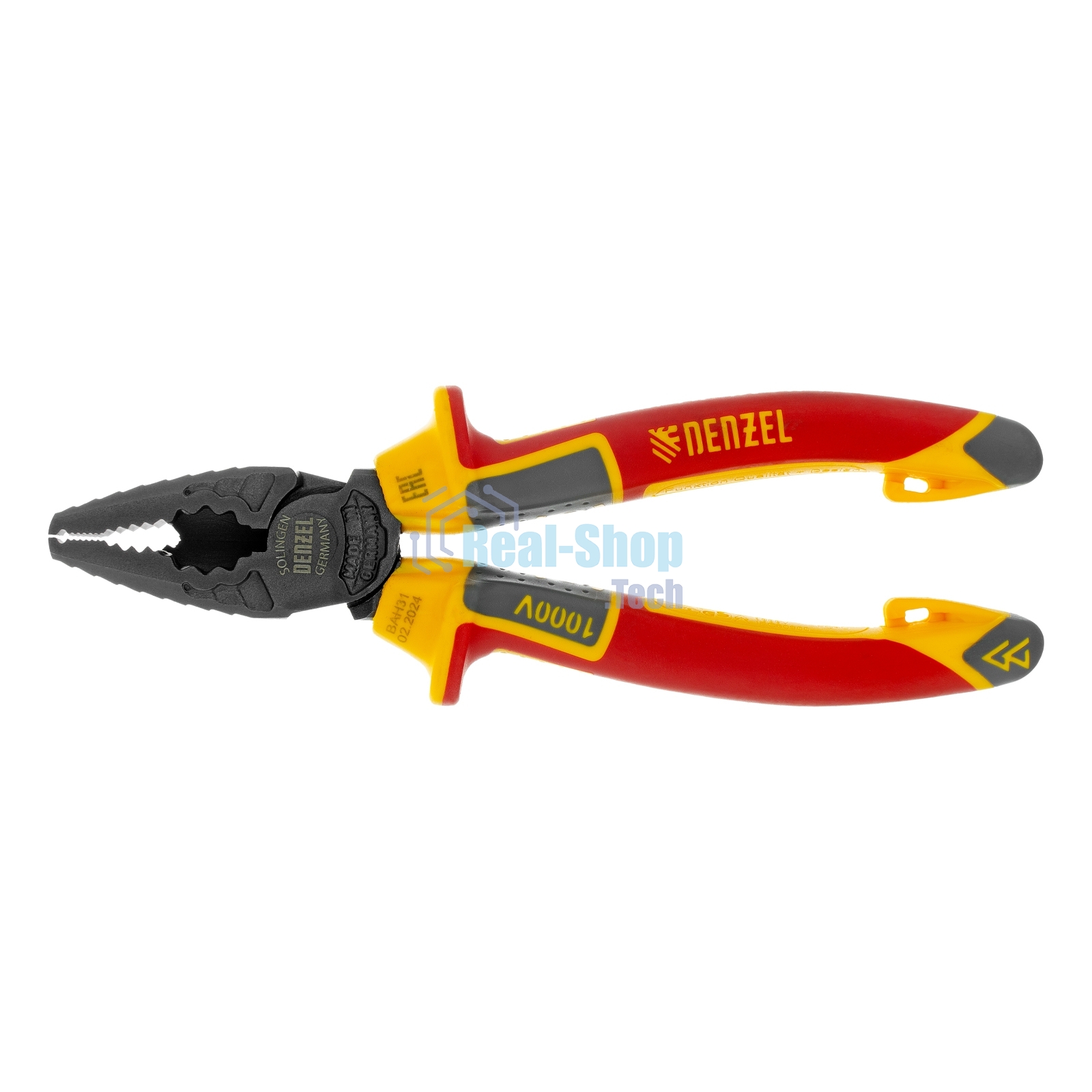 Плоскогубцы комбинированные Denzel диэлектрические трехкомпонентные рукоятки до 1000 В, 165 мм