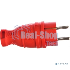 Вилка каучуковая ЭРА з/з прямая 16А IP44 красн. V8-RED-IP44