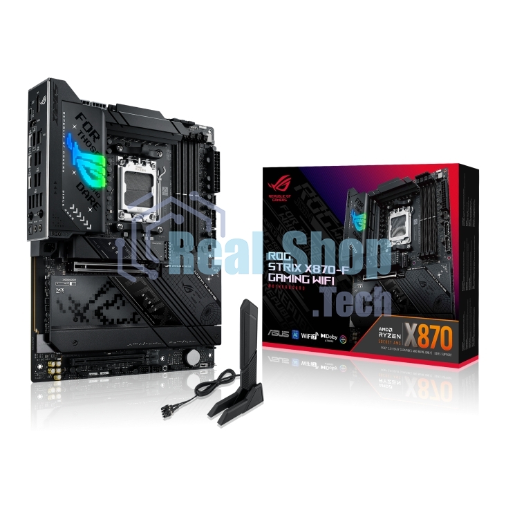 Материнская плата ASUS ROG STRIX X870-F GAMING WIFI, AM5, AMD X870, 4xDDR5, 2xSATA, 4xM.2, 1xPCI-E 5.0 x16, 1xPCI-E 4.0 x4, 1xHDMI, 1xDP, 2xUSB-C USB4, 1xUSB-C 10Gbps, 5xUSB-A 10Gbps, 4xUSB-A 5Gbps, 1x 2.5Gb LAN, 2x3.5 мм, 7.1, ATX