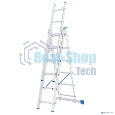 Лестница Сибртех, 3 х 6 ступеней, алюминиевая, трехсекционная