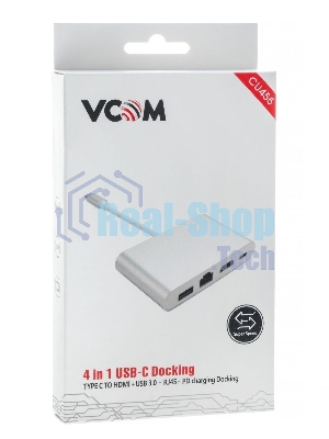 Кабель-адаптер USB3.1 Type-CM-->HDMI+USB3.0+RJ45+PD charging VCOM
