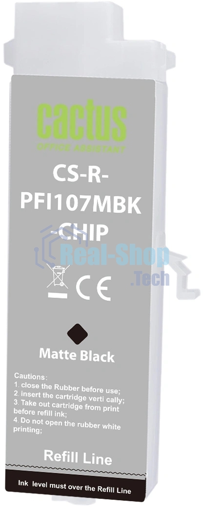 Картридж перезаправляемый струйный Cactus CS-R-PFI107MBK-CHIP (260мл) для Canon imageProGRAF iPF670/680/685/770/780/785 с чипом