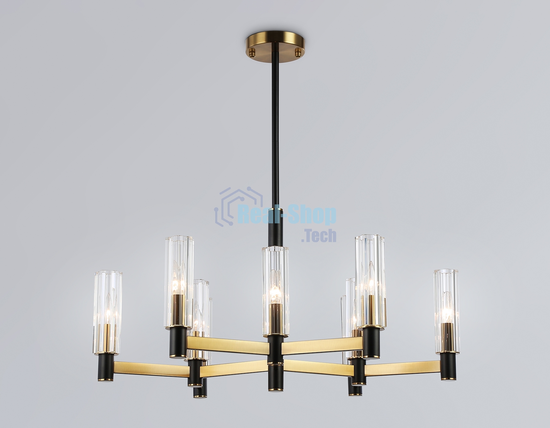 Люстра Ambrella light LH55513/9 BK/BS/CL черный/латунь/прозрачный E14*9 max 40W D760*760