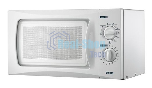 Микроволновая печь Mystery MMW-2009G белый, 20 л, 700 Вт, переключатели - поворотный механизм
