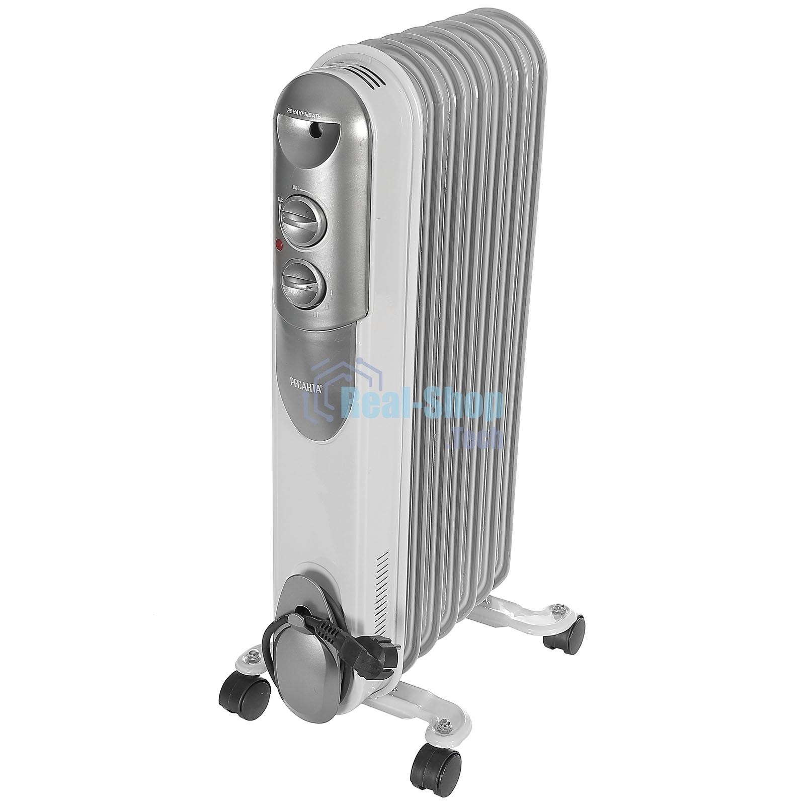 Обогреватель масляный Ресанта ОМПТ-7Н (7 секций) белый, 1500 Вт, 15 м2, термостат 67/3/3