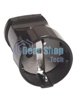 Штепсель с заземл. черный 16А 250В (еврослот) UNIVersal А1020