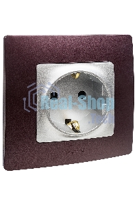 Розетка 672422 Legrand Розетка 2К+З со шторками - немецкий стандарт - винтовые зажимы - 16 А - 250 В - Etika - алюминий