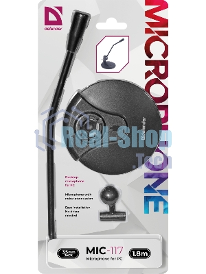 Микрофон Defender MIC-117 черный, кабель 1.8 м