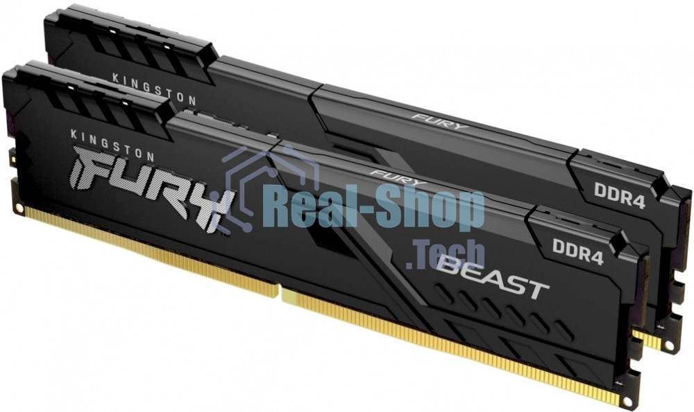 Оперативная память Kingston Fury Beast, DDR4, 64GB (2x32GB), 3600MHz, CL18, DIMM, с радиатором, черный