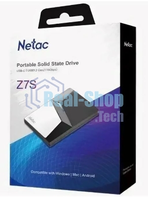 Внешний SSD Netac Z7S, 2TB, USB 3.2 Gen 1 Type-A, R/W 550/480, черный