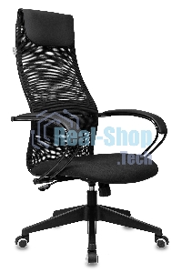 Кресло руководителя Бюрократ CH-607 TW-01 черный, сетка/ткань с подголов. крестовина пластик