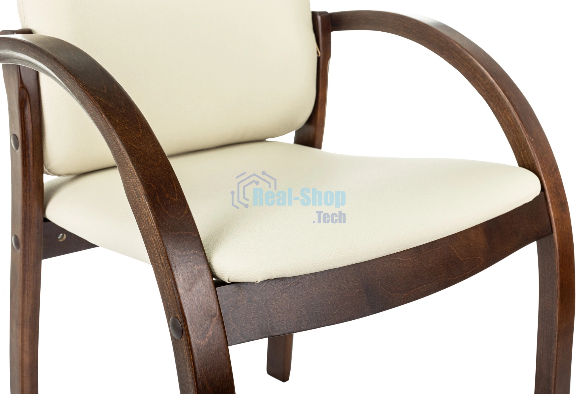 Стул Бюрократ ДЖУНО светло-бежевый, эко.кожа, на ножках дерево