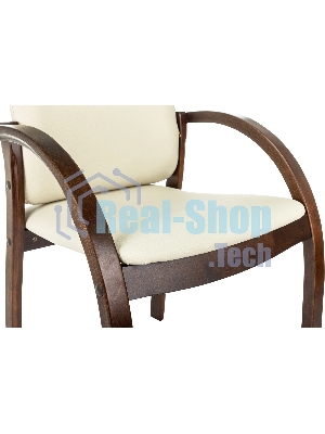 Стул Бюрократ ДЖУНО светло-бежевый, эко.кожа, на ножках дерево