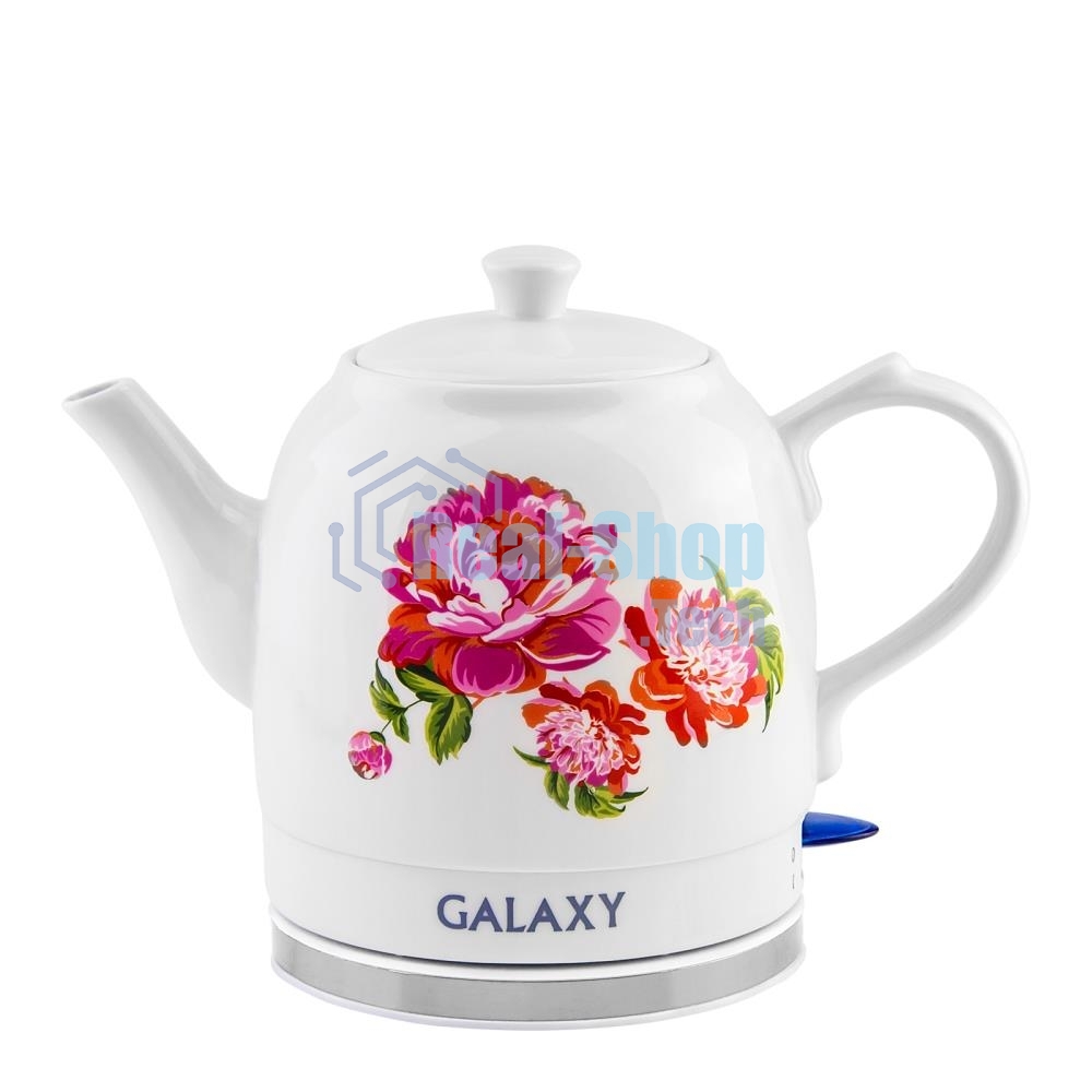 Чайник электрический Galaxy Line GL 0503, белый, керамический корпус, 1400 Вт, 1,4 л, индикатор работы, указатель максимального уровня воды
