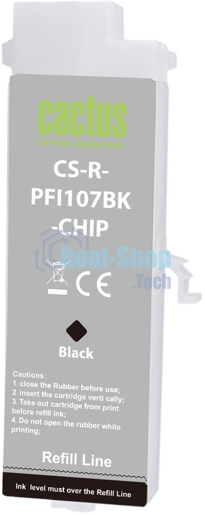 Картридж перезаправляемый струйный Cactus CS-R-PFI107BK-CHIP (260мл) для Canon imageProGRAF iPF670/680/685/770/780/785 с чипом