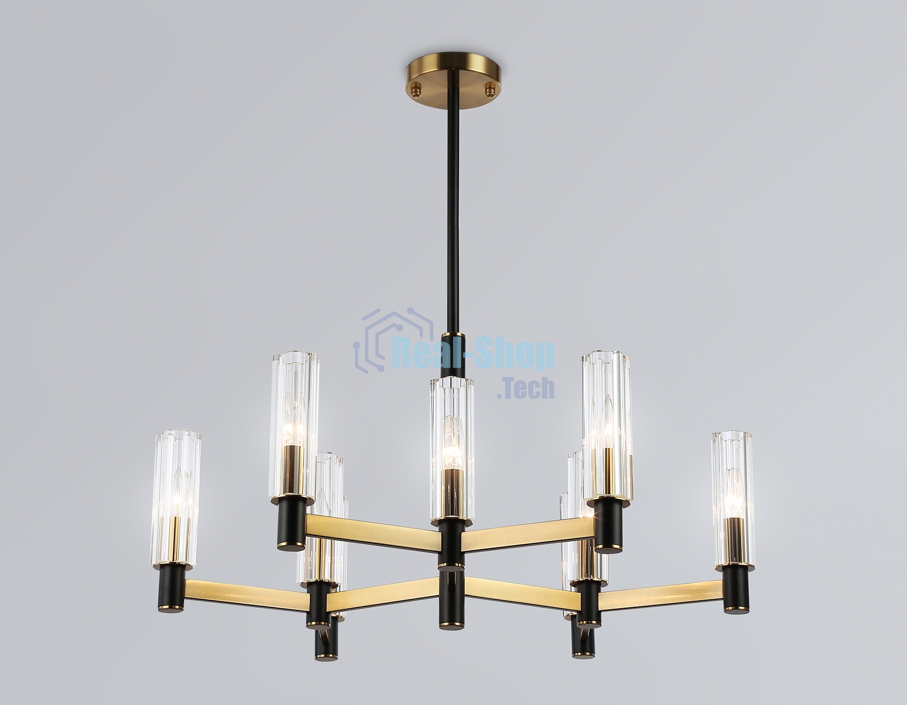 Люстра Ambrella light LH55513/9 BK/BS/CL черный/латунь/прозрачный E14*9 max 40W D760*760