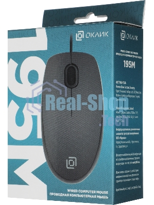 Мышь проводная Oklick 195M черный, 800 dpi, USB, кнопки - 3